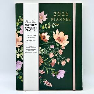 Punch Studio 12 months Planner 2026 Monthly Weekly Journal (Green Florals)